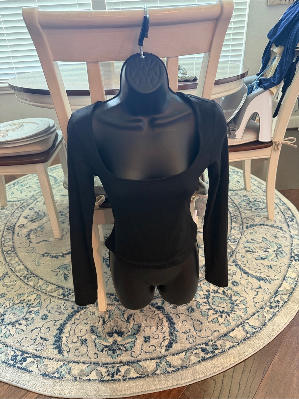 SHEIN Black Scoop Neck Long Sleeve Top